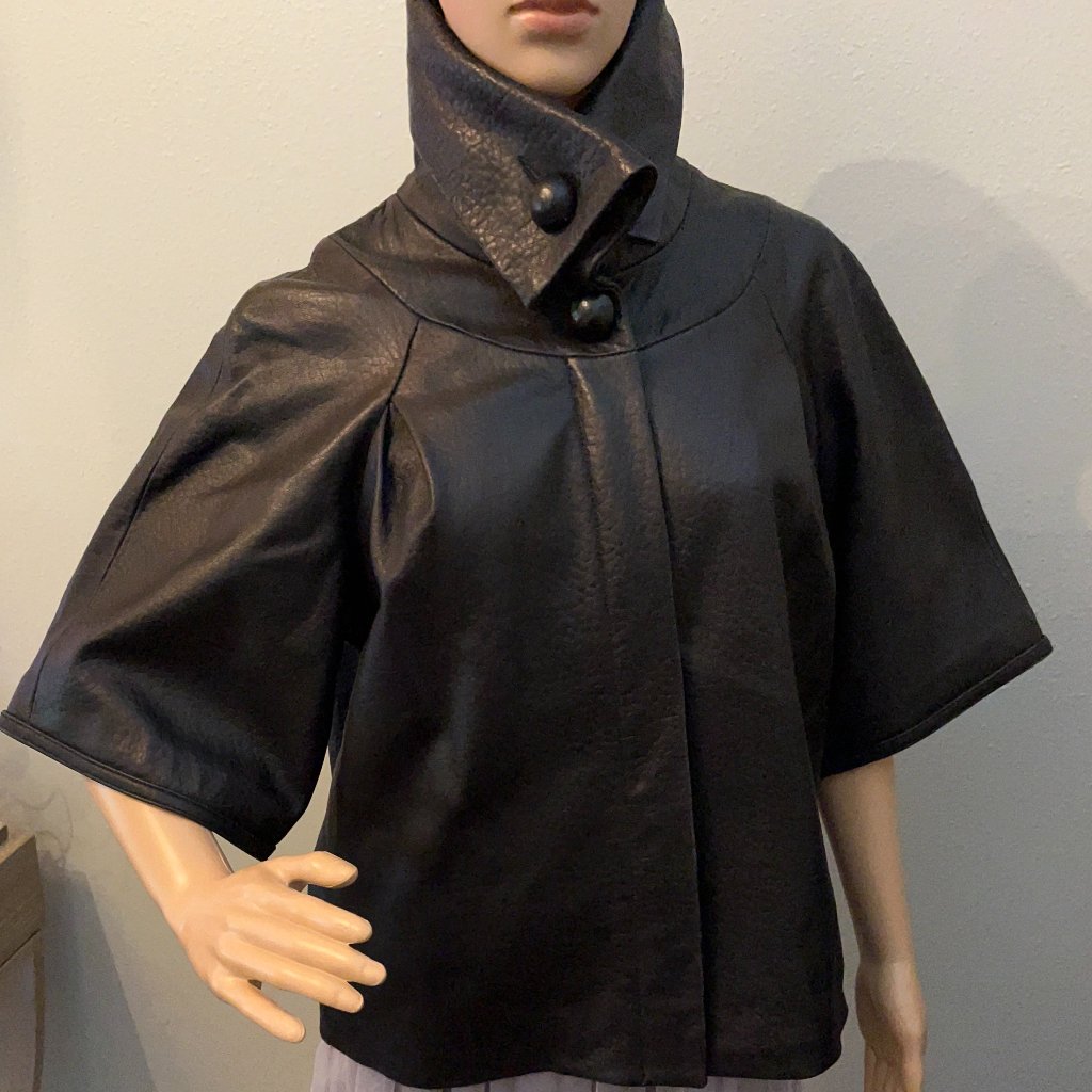 Vintage Womens Lamb Leather Cape Jacket